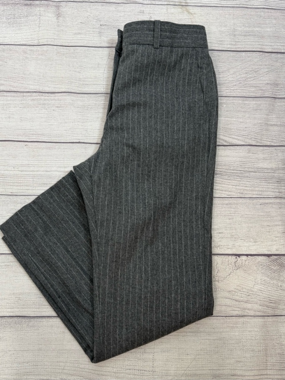 Sandro Paris Gray Pinstripe Wool Dress Classic  designer Pants Size 40 / US 8 - Picture 14 of 16